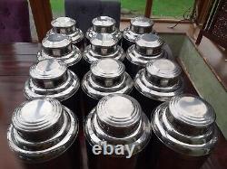 12 XL Silver Embossed Storage Tins suitable for Shop or Home -Tea/Nuts Etc