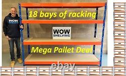 18 Bays of Budget Longspan Warehouse Racking Shelving Storage Garage Workshop