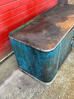 1950's Heavy Duty Steel Work Bench Industrial Workshop Garage Cabinet Cupboard