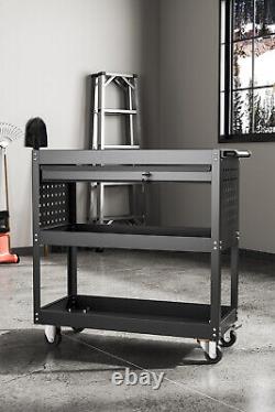 1 Drawer 3 Tier Tool Storage Garage Trolley Cart Workshop Cart Shelf With Wheels