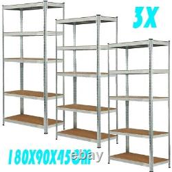 3X 5 Tier Racking Shelf Heavy Duty Garage Shelving Storage Unit 180x90x45cm UKES