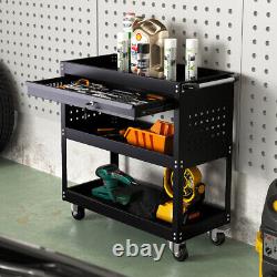 3 Tier Heavy Duty Tool Storage Trolley Cart Garage Workshop with Drawer Mechanic
