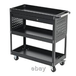 3 Tier Heavy Duty Tool Trolley with Drawer Workshop Cart Garage Storage Shelf UK