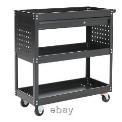 3 Tier Tool Storage Heavy Duty Garage Trolley Workshop Cart Shelf Drawer with Keys