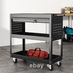 3 Tier Workshop Garage Trolley with Drawer Tool Storage Shelf Cart Organizer