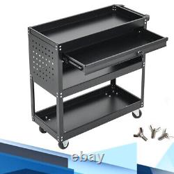 3 Tiers Tool Chest Storage Garage Trolley Workshop Cart Shelves Drawer with Keys