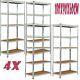 4x 5tier(180cmx90cmx60cm) Heavy Duty Metal Galvanised Shelving Rack Unit Ukes