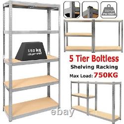 4x 5 Tier Racking Heavy Duty Garage Shelving Storage Shelves Boltless Steel Unit