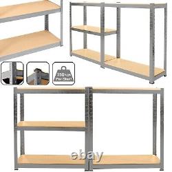 4x 5 Tier Racking Heavy Duty Garage Shelving Storage Shelves Boltless Steel Unit