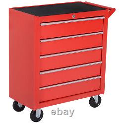 5 Drawer Roller Tool Cabinet Storage Box Workshop Chest ob Wheels Garage Trolley