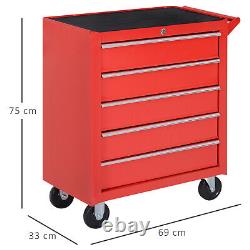 5 Drawer Roller Tool Cabinet Storage Box Workshop Chest ob Wheels Garage Trolley