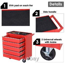 5 Drawer Roller Tool Cabinet Storage Box Workshop Chest ob Wheels Garage Trolley