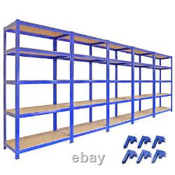 5x 90cm Large Blue Racking Shelving Unit Shed Garage Workshop Storage Organize