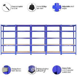 5x 90cm Large Blue Racking Shelving Unit Shed Garage Workshop Storage Organize