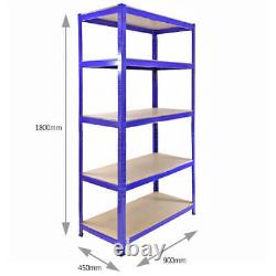 5x 90cm Large Blue Racking Shelving Unit Shed Garage Workshop Storage Organize