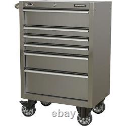 675 x 460 x 1050mm 6 Drawer Portable Tool Chest STAINLESS STEEL Mobile Storage