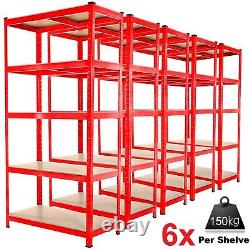 6X 5 Tier Racking Heavy Duty Garage Shelving Storage Shelves Boltless Steel Unit