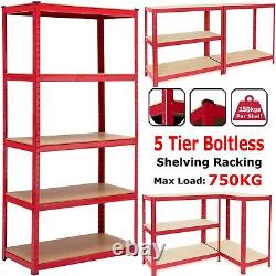 6X 5 Tier Racking Heavy Duty Garage Shelving Storage Shelves Boltless Steel Unit