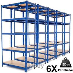 6X Heavy Duty Storage Racking 5 Tier Shelving Boltless Shelves Garage Workshop