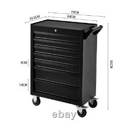 7 Drawers Tool Lockable Cabinet Cart Workshop Trolley Garage Storage on Wheels