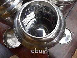 8 x Extra Large Silver Embossed Storage Canisters for Shop or Home -Tea/Nuts Etc