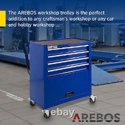 AREBOS Roller Tool Cabinet Storage 4 Drawers Toolbox Garage Workshop Blue