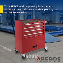 AREBOS Roller Tool Cabinet Storage 4 Drawers Toolbox Garage Workshop Red