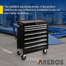 AREBOS Roller Tool Cabinet Storage 7 Drawers Toolbox Tool Chest, Trolley Black