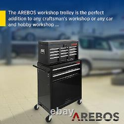 AREBOS Roller Tool Cabinet Storage 9 Drawers Toolbox Garage Workshop Black