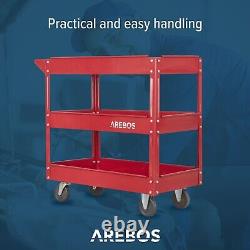 AREBOS Tool Storage Wheel Cart Shelf Workshop Garage Trolley Tool Cart