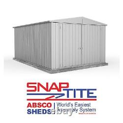 Absco Utility Workshop 10' x 15' Titanium Apex Roof Metal Garden Storage Shed
