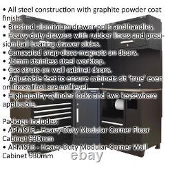 All-in-One 1.7m Garage Corner Storage System Modular Stainless Steel Worktop