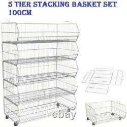 Brand new 1 x 100Cm Heavy Duty Stackable Wire Storage Bin Rack Veg Fruit Basket