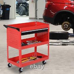 DURHAND 3-tier Tool Trolley Cart Roller Cabinet Garage Workshop with Drawer