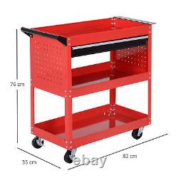 DURHAND 3-tier Tool Trolley Cart Roller Cabinet Garage Workshop with Drawer