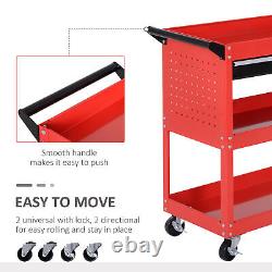 DURHAND 3-tier Tool Trolley Cart Roller Cabinet Garage Workshop with Drawer