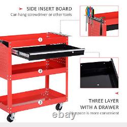 DURHAND 3-tier Tool Trolley Cart Roller Cabinet Garage Workshop with Drawer