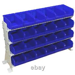 Desk Rack + 24 Bins. Steel Shelving Shelf Unit Plastic Parts. Workshop Storage