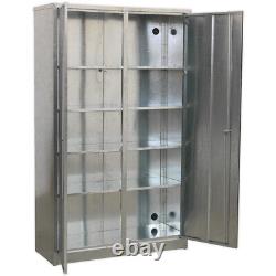 Galvanized Steel Floor Cabinet Four Adjustable Shelves Locking Double Doors