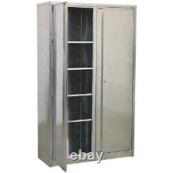Galvanized Steel Floor Cabinet Four Adjustable Shelves Locking Double Doors