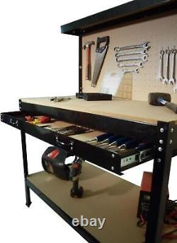 Garage Work Bench Storage Pegboard Shelf Table Workshop Drawer Steel Workbench