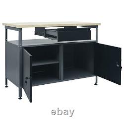 Garage Workbench Workshop Tool Storage Work Table Black 120x60x85 cm Steel