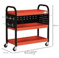 Garage Workshop Rolling Tool Cart Tray Storage Rack Hook Portable Mobile Toolbox
