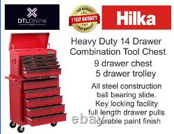 Heavy Duty 14 Drawer Combination Tool Storage Cabinet Tools Garage Workshop DIY