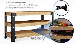 Heavy Duty Steel Work Bench Table Workbench Kit Tool Storage Garage Workshop 8Ft