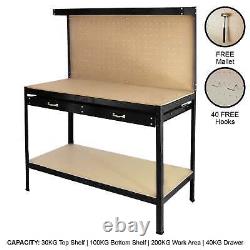 Heavy Duty Steel Workbench Tool Garage Storage Pegboard Drawer DIY Workshop