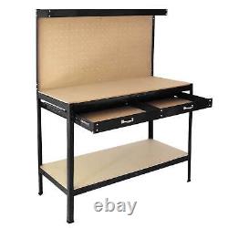 Heavy Duty Steel Workbench Tool Garage Storage Pegboard Drawer DIY Workshop