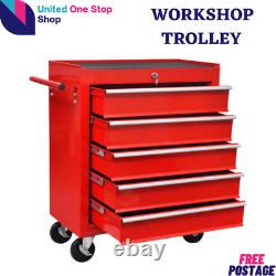 Heavy Duty Workshop Trolley Storage Cabinet Box Tool Garage 5 Sliding Drawers UK