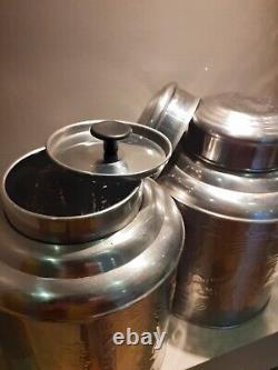 Job Lot of 4 Extra Large Shop Silver Embossed Tea, Nuts, Airtight Storage Tins