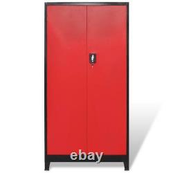 Large Tool Cabinet with Chest Steel Workshop Garage Tools Storage Red and Black